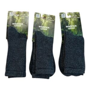 Lot (3) Mountain Lodge Socks Merino Wool Blue Performance Large 9-12 / 10.5-12